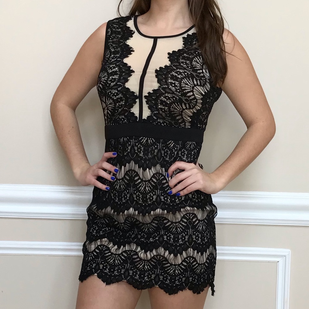 Black/Nude Lace Dress